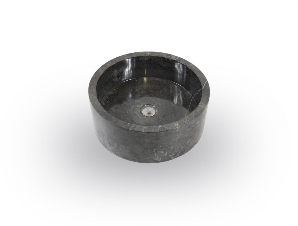 Umywalka z kamienia naturalnego MIRUM 509 nablatowa Ø40 cm Black